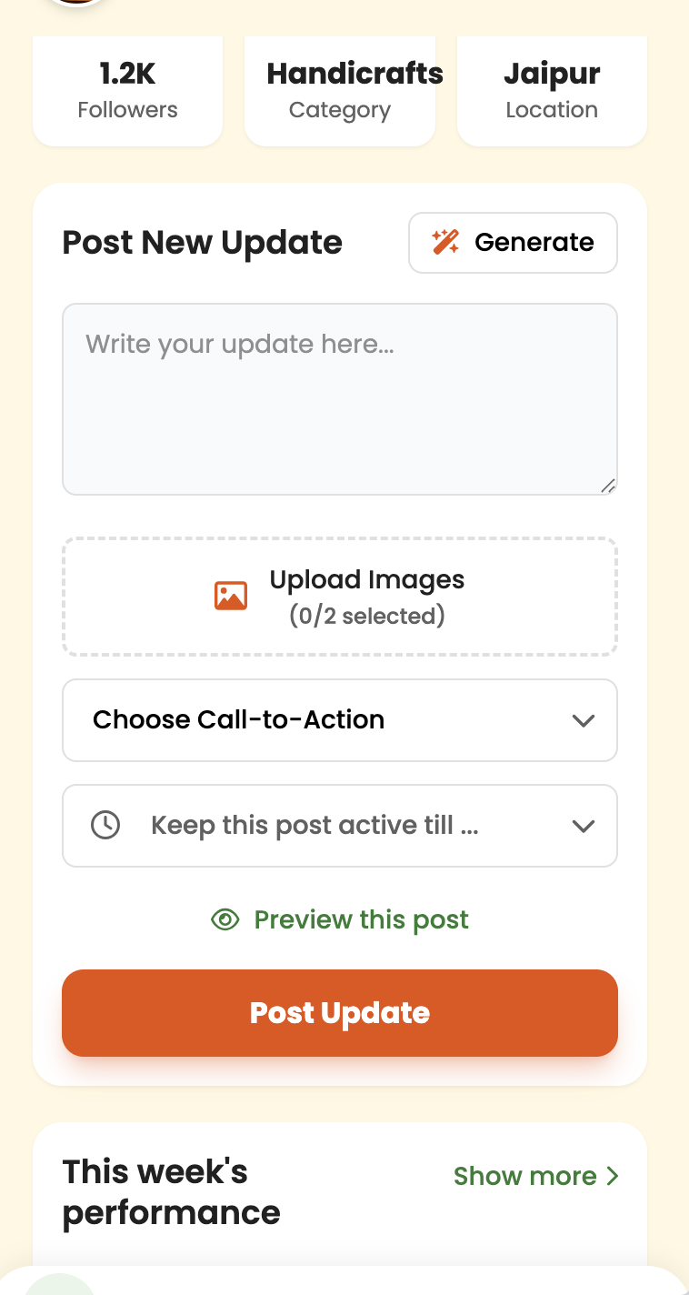 Radius shop dashboard